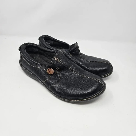 Clarks Ashland Glow Slip-On Shoes Women's Size 9M Style Black Round Toe Flat - Picture 1 of 7